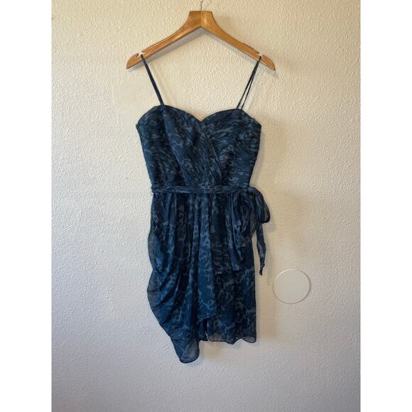 Rebecca Taylor Y2K Spaghetti Strap Cocktail Dark Gray Cheetah Mini Event Dress 8 - Picture 11 of 15